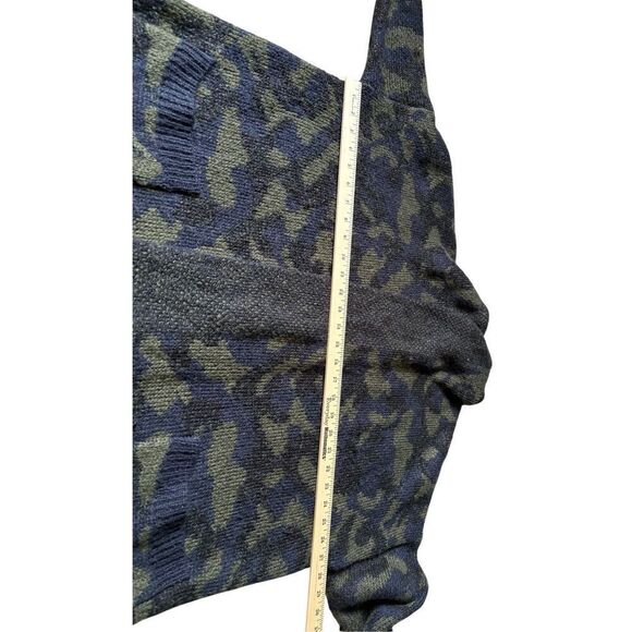 Anthropologie Jensen Cardigan size L Green Blue Open Front Camo Open Front - Picture 8 of 12